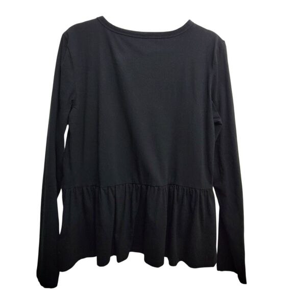 Gap Black Long Sleeve Peplum Top Size Medium - Picture 2 of 7